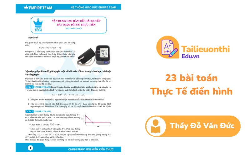 23 bài toán Thực Tế điển hình Thầy Đỗ Văn Đức